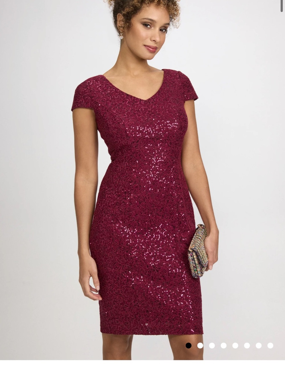 Laura Ashley Burgundy Sequin Lace Midi Dress